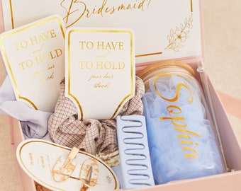 Sky bridemaid proposal box gift set, custom bridemaid gifts, wedding gift, personalized Will You Be My Bridemaid box set with ice coffee cup