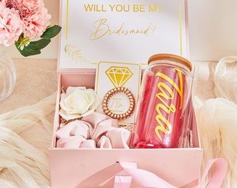 Pink be my matron of honor proposal box set, personalized bridesmaid gift box set maid of honor bridesmaid with jewelry box