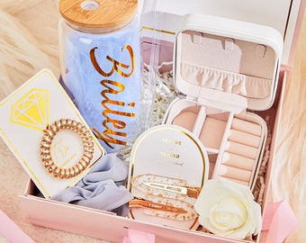 Be my matron of honor proposal box set, Blue personalized bridesmaid gift box set maid of honor bridesmaid with jewelry box