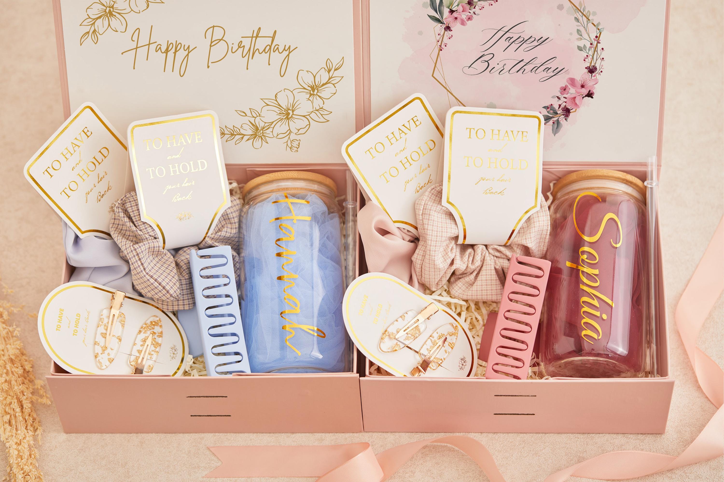 Birthday Box Gift Set, Custom Glass Cup Box, Green Box, Personalized ...