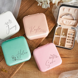 Personalisierte Brautjungfer Schmuck Reisebox, Brautjungfer Geschenke, Geschenk für sie, Muttertagsgeschenk, Geschenk für Brautparty, Geschenk für die Brautjungfer Teal