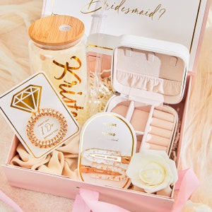 Sei meine Trauzeugin Vorschlag Box Set, personalisierte Brautjungfer Geschenk-Box Set Matrone der Ehre Brautjungfer mit Schmuckbox