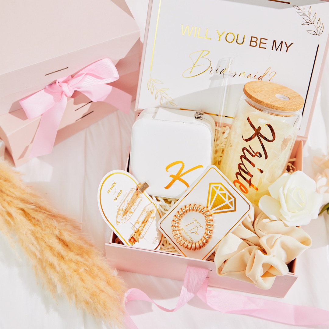 Gold Will You Be My Bridesmaid Proposal Box Set, Personalized ...