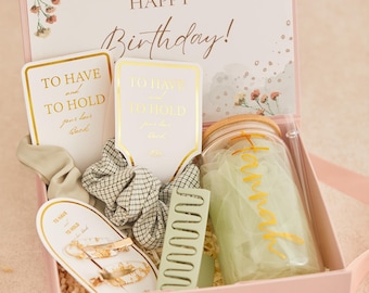 Birthday Box Gift Set, Custom Glass Cup Box, Green Box, Personalized Birthday Set, Birthday Present, Best Friend Gift