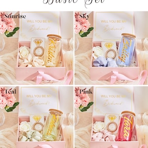 Gold will you be my bridesmaid proposal box set, personalized bridesmaid gift blush, matron of honor maid of honor bridesmaid glass tumbler image 5