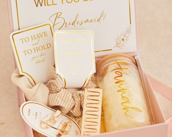 Sunrise bridemaid proposal box gift set, personalized Will You Be My Maid of Honor box set with ice coffee cup