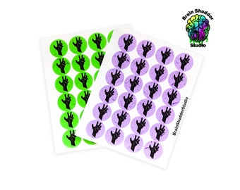 Zombie Hand Label Stickers | Slightly Removeable
