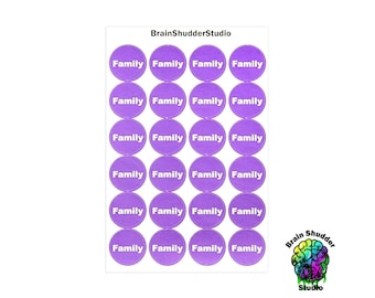 Family VHS Movie Labels | Round VHS Movie Label Stickers | Retro Movie Categorization Labels