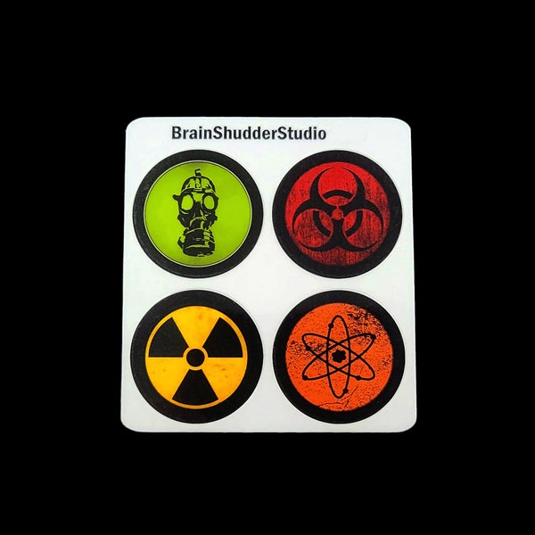 Mini Sticker Sheet | Gas Mask, Biohazard, Nuclear, Atom
