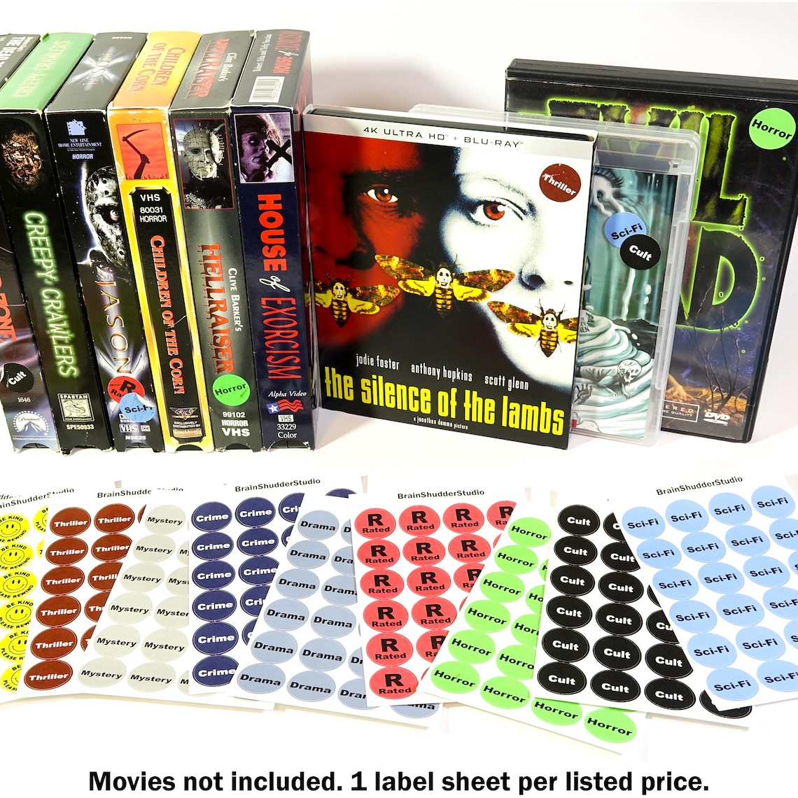 Be Kind Please Rewind VHS Movie Labels | Round VHS Movie Label Stickers ...