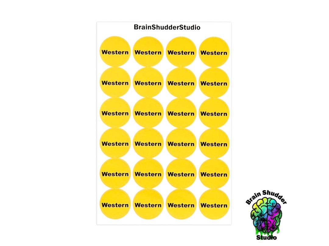 Western VHS Movie Labels | Round VHS Movie Label Stickers | Retro Movie ...