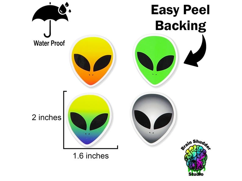 Alien Head Sticker Pack - Etsy