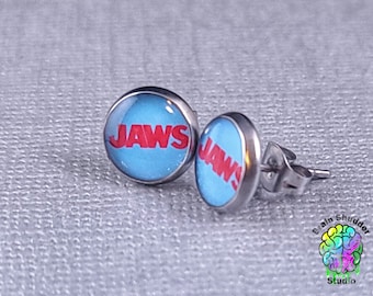 Jaws Earrings | Horror Jewelry | Round Stud Earrings