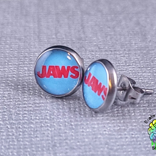 Jaws Earrings | Horror Jewelry | Round Stud Earrings
