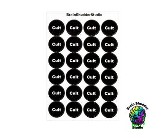 Cult VHS Movie Labels | Round VHS Movie Label Stickers | Retro Movie Categorization Labels