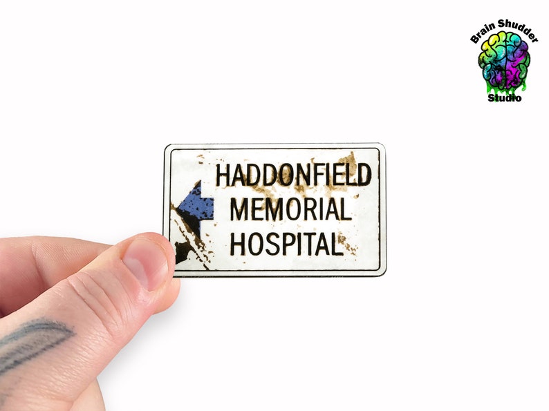 Haddonfield Lettering Haddonfield Memorial Hospital Sign Sticker | Halloween II Movie | Gifts ...