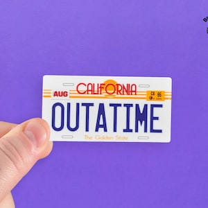 OUTATIME DeLorean License Plate Sticker | Back to the Future | Gifts for Movie Fans
