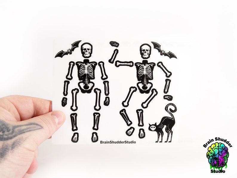 Skeleton Shells Sticker Poseable Skeleton Stickers | Sticker Sheet - Etsy