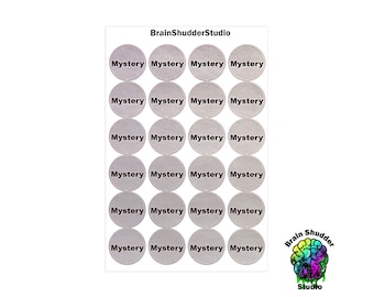 Mystery VHS Movie Labels | Round VHS Movie Label Stickers | Retro Movie Categorization Labels