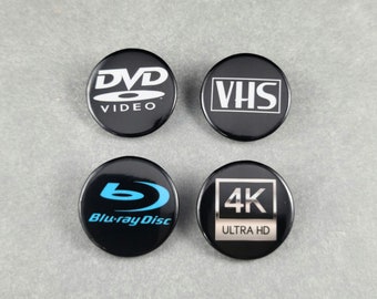 Movie Format Logo Button Pin Collection | Gifts for Movie Collectors