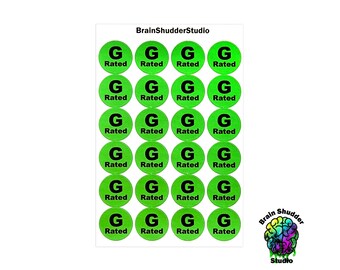 G-rated VHS Movie Labels | Round VHS Movie Label Stickers | Retro Movie Categorization Labels