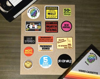 Video Store Sticker Set - Retro VHS Rental Stickers