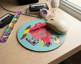I Love the 90s Mousepad - Retro Nostalgia Desk Decor