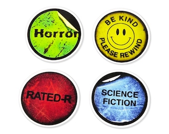 Retro Video Store Genre Sticker Pack