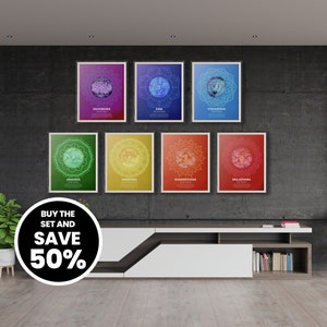 7 Chakras Collection - Buy the set and save, Printable Art, Printable Chakra Poster, Printable Poster, BOHO Chakra ART, Healing Art, Chakras