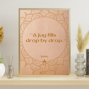 Buddha Quote, Drop by Drop, Printable Wall Art, Printable Quote Poster, Printable Poster, BOHO Quote Poster, Yoga Studio art, Inspirational
