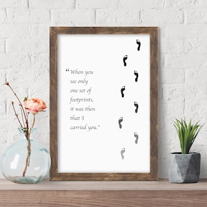Footprints in the Sand Poem Printout Poster, Printable Religious Quotes, Living Room Print, Housewarming Gift, Typography Sign