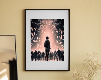 Outsider - Instant Digital Download - Printable - High Resolution - Japan - Sakura - Society -Anime Aesthetics - AI Art - Wallart- JPEG/ JPG