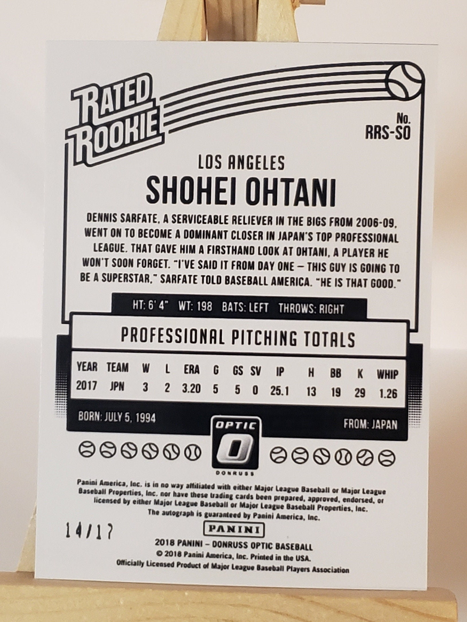 Shohei Ohtani 2018 Donruss Optic Rated Rookie Auto MLB Novelty - Etsy