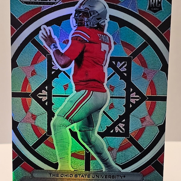 CJ Stroud 2023 Panini Prizm Draft Picks Stained Glass No. SG-4 NFL Football Novelty Card Reprint