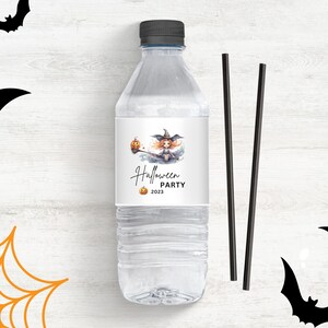 Personalized Halloween Water Bottle Label: Printable Party Template (INSTANT DOWNLOAD)