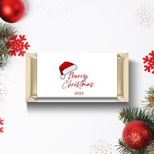 Christmas Party Chocolate Wrapper, Personalised Printable Template, Santa Hat Aldi Chocolate Candy Wrapper Gift Favor INSTANT DOWNLOAD DD012