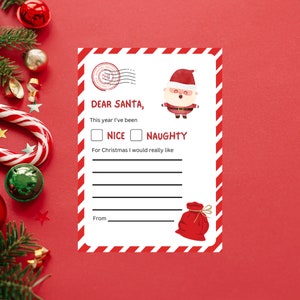 Carta a Papá Noel, Lista de deseos navideños, Carta a Papá Noel, Carta a Papá Noel, Canva imprimible DESCARGA INMEDIATA DD012