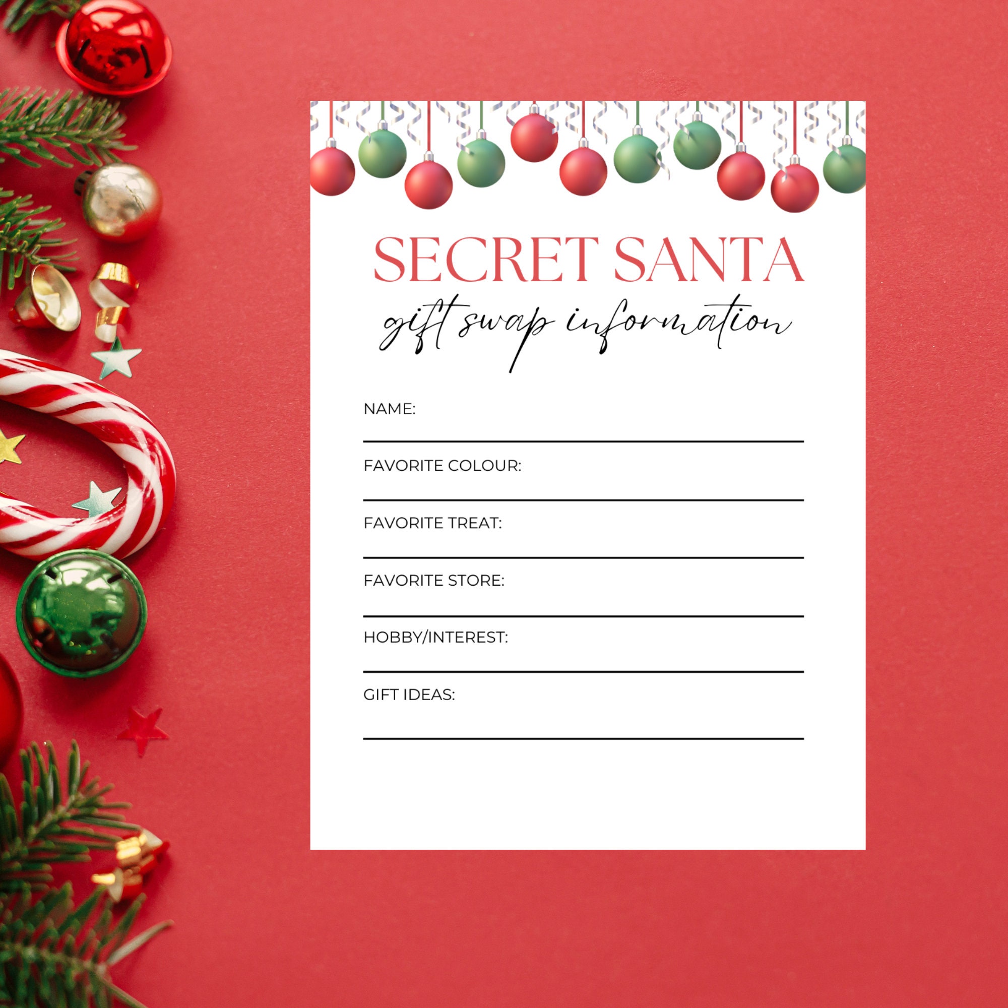 Secret Santa, Kris Kringle Gift Swap, Gift Exchange, Secret Santa Party, Information List