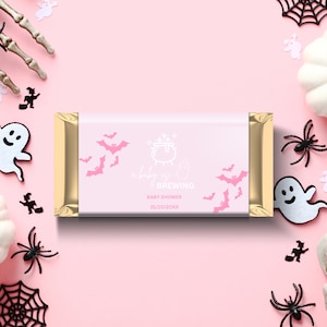 Rosa Halloween Baby Shower Schokoladenverpackung, druckbare Vorlage, Ein Baby braut, Aldi Pralinenverpackung, SOFORTIGER DOWNLOAD DD011