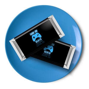 Videospiel Schokolade Wrapper, personalisierte druckbare Vorlage, Neon Glow blau Geburtstag, Aldi Pralinen Wrapper SOFORTIGER DOWNLOAD DD010