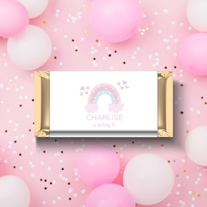 Pastel Rainbow Chocolate Wrapper, Personalised Printable Template, Pastel Kids Birthday, Aldi Chocolate Candy Wrapper INSTANT DOWNLOAD DD001