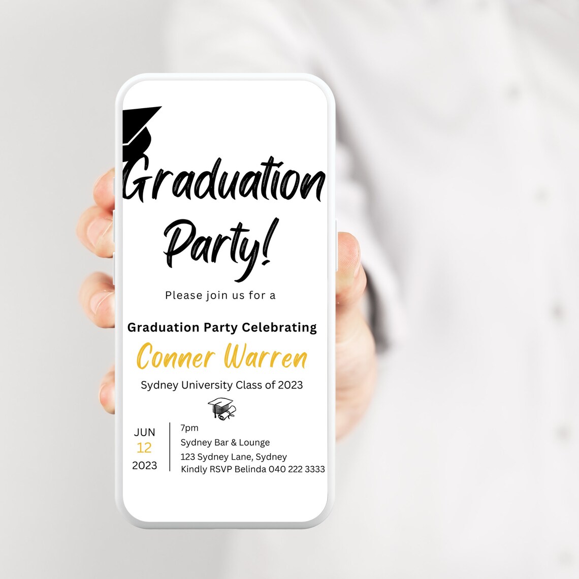 Black and Gold Graduation Party Invitation: Editable Class of 2025 ...