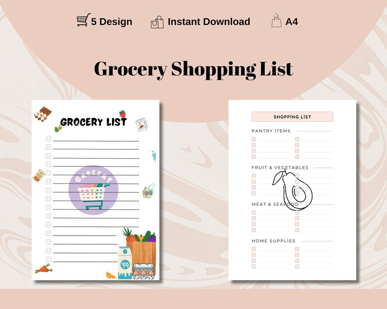 Editable Grocery List Word Templates Shopping List Organizer - Etsy
