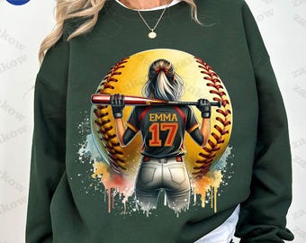 Personalized Softball Girl Png, Softball Mama Gift Png, Softball Player Shirt With Name & Jersey Number Png, Custom Softball Shirt Png