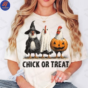 Retro Halloween Chicken Png, Chick Or Treat Png, Funny Spooky Chicken Png, Spooky Season Png, Pumpkin Png, Trendy Halloween Shirt Design