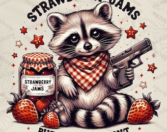 Strawberry Jams But My Glock Don't Western Png, Funny Raccoon Png, Vintage Animal Quotes and Sayings Png, Park Lovers Png, Digital File