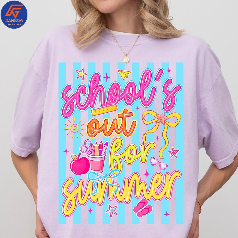 Summer Teacher PNG, School Out for Summer PNG, Last Day of School Shirt, Teacher Appreciation PNG, Kids Summer Break Design image 5