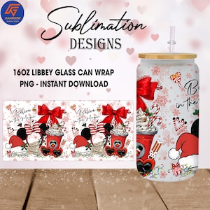Cartoon Christmas 16oz Glass Can PNG, Funny Holiday Coffee Wrap Design, Merry Christmas Movie Art, Cute Libbey Sublimation Digital File