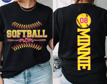 Spersonalizowana mama softballu Png, Spersonalizowany sezon softballu Png, Koszulka dla mamy softballu z imieniem i numerem koszulki dla dzieci Png, Dzień meczu softballu Png