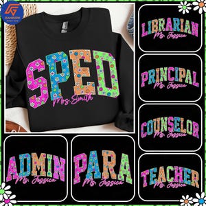 Back to School Teacher Sped Para Counselor Bundle, Preppy First Day of School Bright Neon Girly Png, School Occupation PNG, Digital File